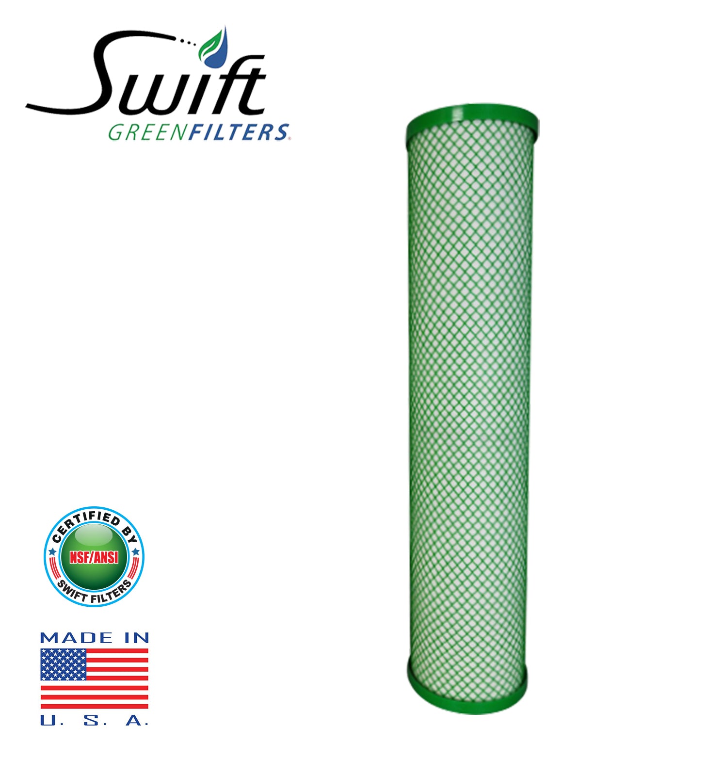 Swift (SGFB10Pb1) Replaces Filtrex FXB10PB1 9.75"x 4.5" LEAD/CYST Green Block Carbon 1 Micron Filter