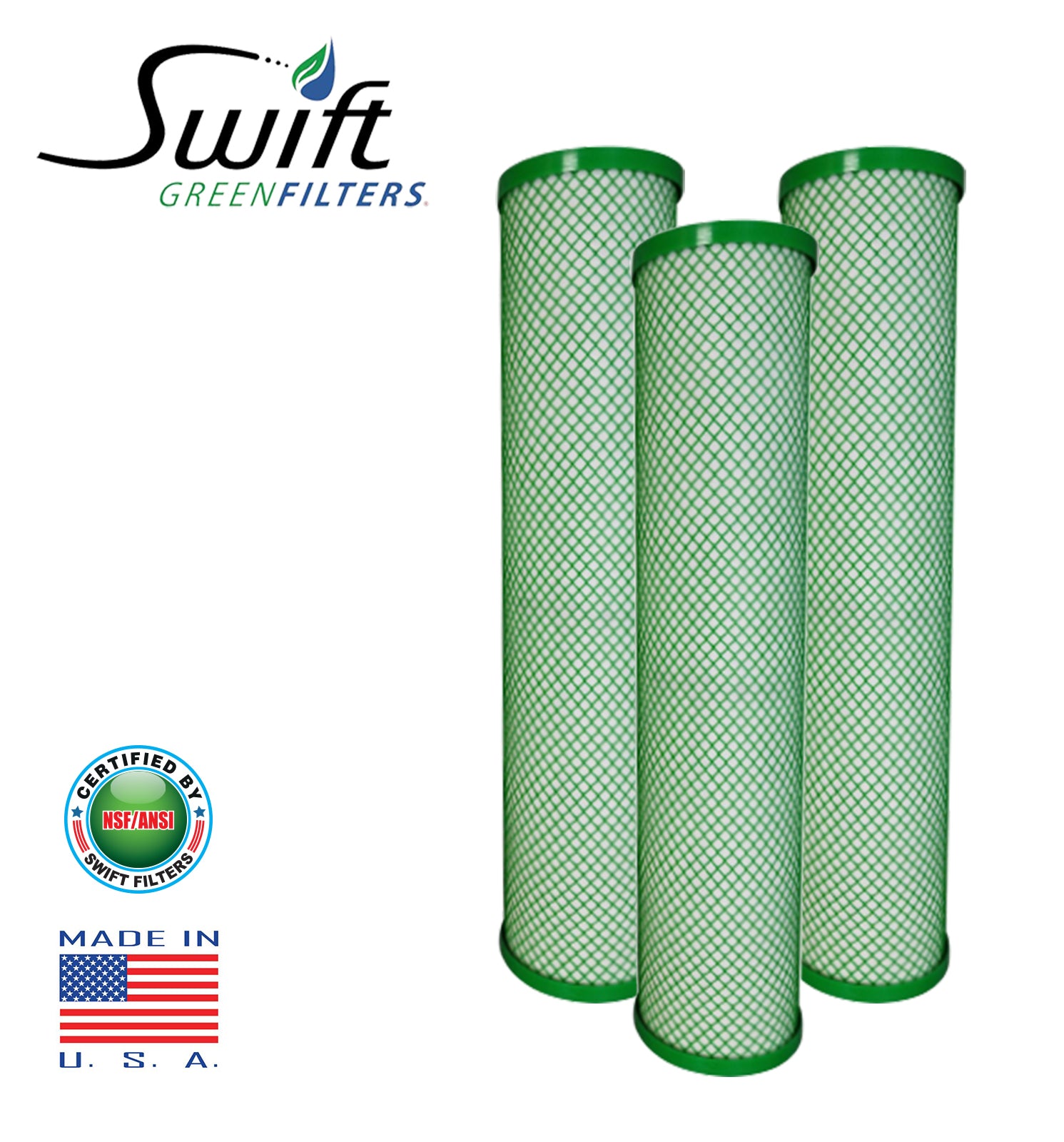 Swift (SGF10CYST) Replaces Filtrex FX10CYST 9.75"x 2.75" CYST Green Block Carbon Filter 1 Micron