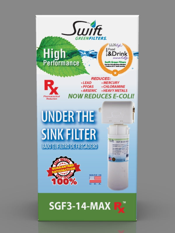 SGF3- 14-MAX-RX (Single Candle System) Under the Sink System with ultra high Capacity, Direct Connect Fittings-Removes Pharmaceuticals, VOC,s, contaminants, Chlorine, Arsenic, Lead, Heavy metals, Bad taste, Odors