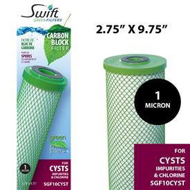 Swift (SGF10CYST) Replaces Filtrex FX10CYST 9.75"x 2.75" CYST Green Block Carbon Filter 1 Micron