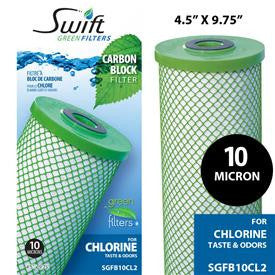 Swift (SGFB10CL2) 9.75"x 4.5" CL2 Green Block Carbon Filter 10 Micron By Swift Green Filters
