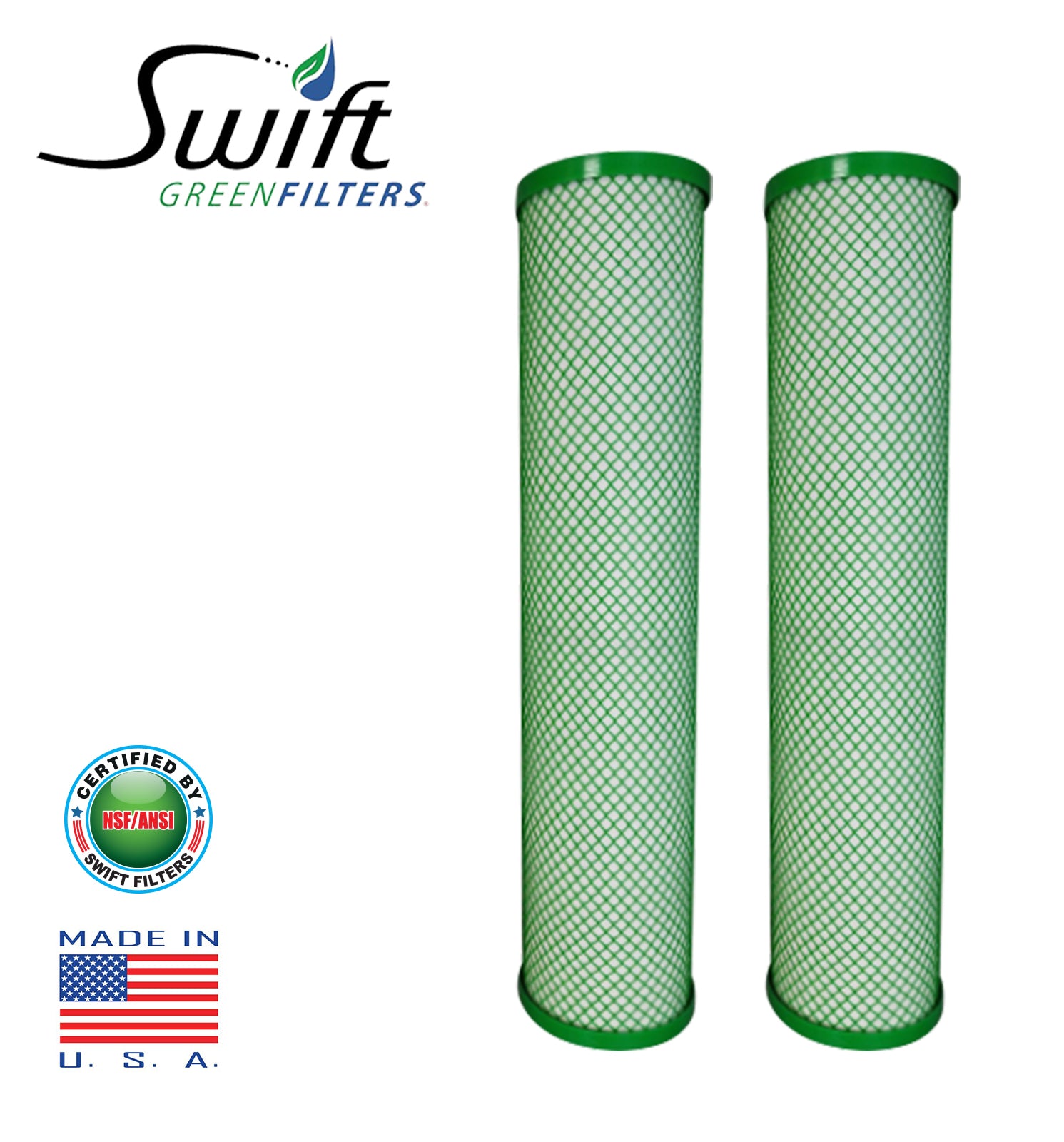 Swift (SGFB10CL2) 9.75"x 4.5" CL2 Green Block Carbon Filter 10 Micron By Swift Green Filters