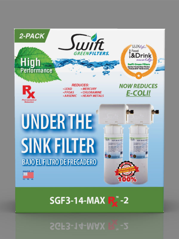 SGF3-RV14-MAX-RX-2 (Double Candle System) Multi stage RV Water Filter System with ultra high Capacity, Direct Connect Fittings-Removes Pharmaceuticals, VOC,s, contaminants, Chlorine, Arsenic, Lead, Heavy metals, Bad taste, Odors and Sediment