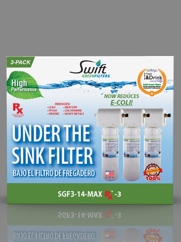 SGF3- 14-MAX-Rx-3 (Triple Candle System) Multi stage Under the Sink System with ultra high Capacity,Direct Connect Fittings-Removes Pharmaceutical ,VOC, Chlorine,Arsenic, Lead,Heavy metals,CTO and Sediment