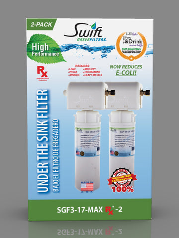 SGF3-17MAX-Rx-2 (Double Candle System)  Multi stage Under the Sink System with ultra high Capacity,Direct Connect Fittings-Removes Pharmaceutical ,VOC, Chlorine,Arsenic, Lead,Heavy metals,CTO and Sediment